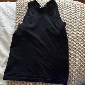 Athleta Black Ribbed Mock Neck Sleeveless Top